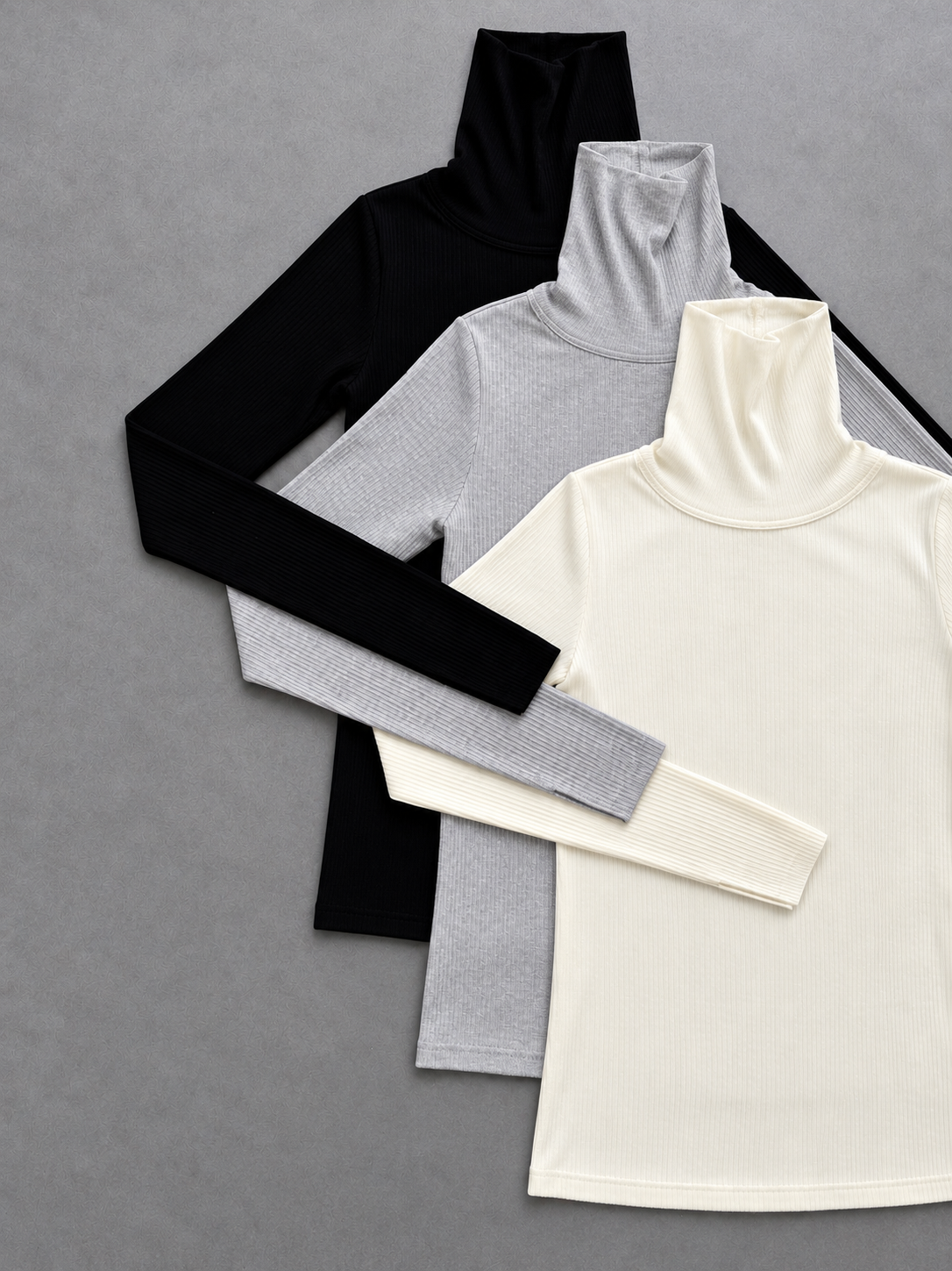 SELECT(セレクト)　ランダムリブストレッチハイネック長袖カットソー