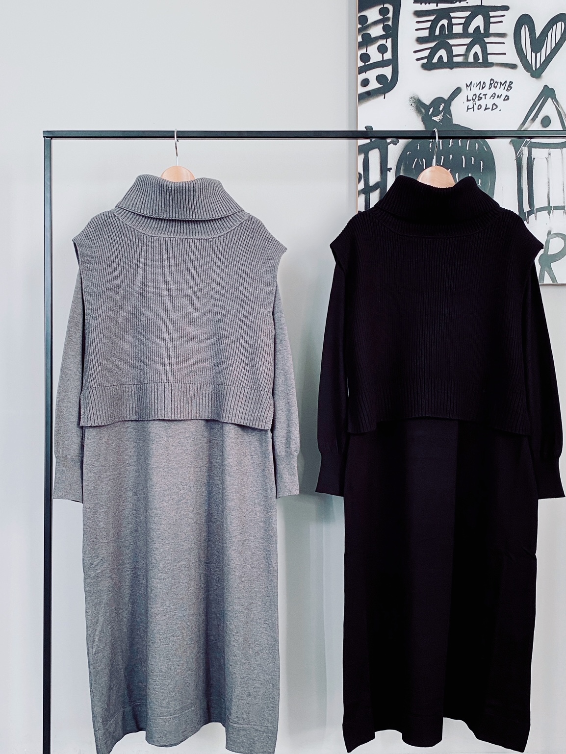 SELECT(セレクト)　タートルニットベスト+ニットワンピースセット