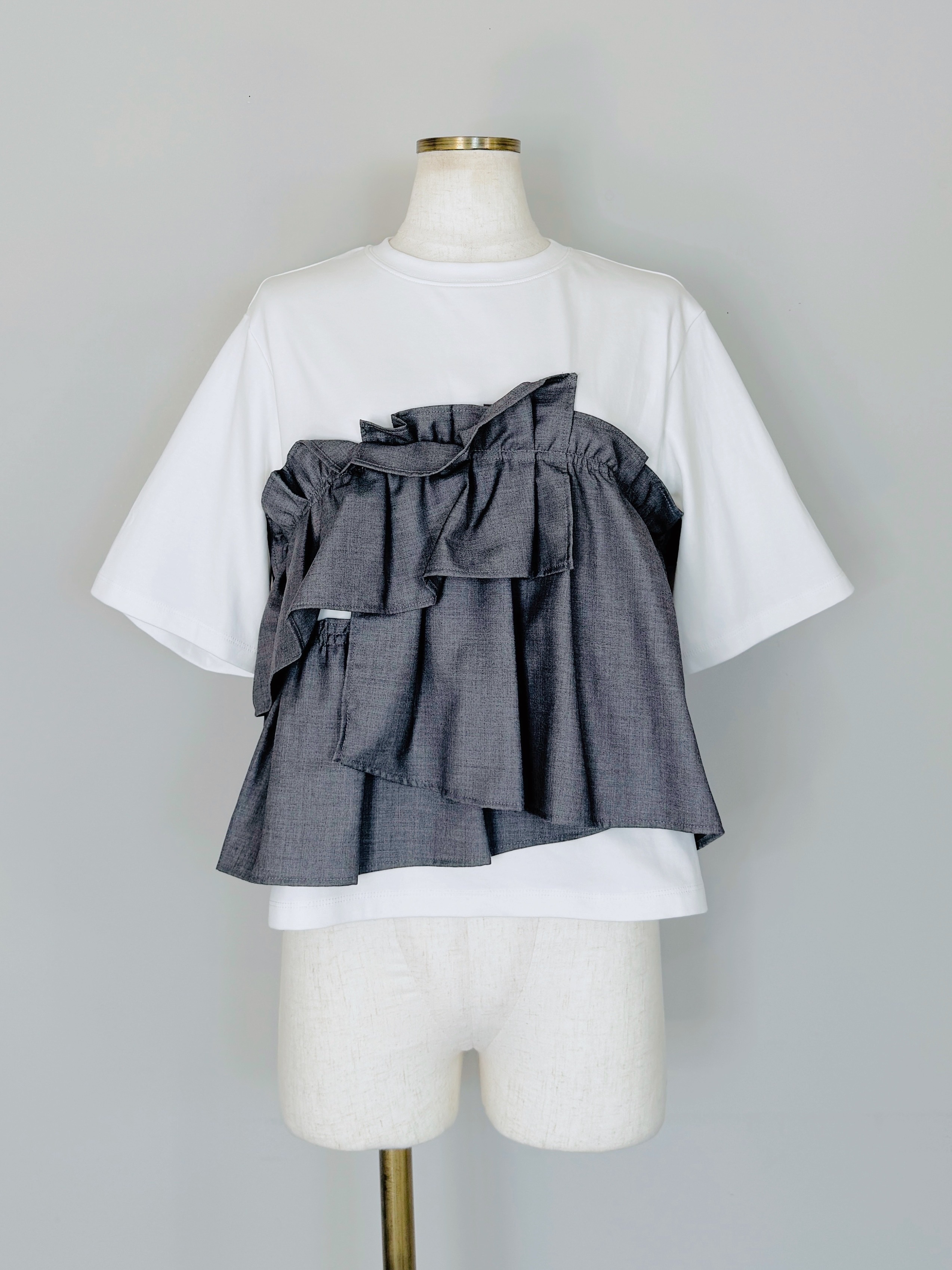 SELECT(セレクト)　異素材フリルドッキングTシャツ《SET UPアイテム》