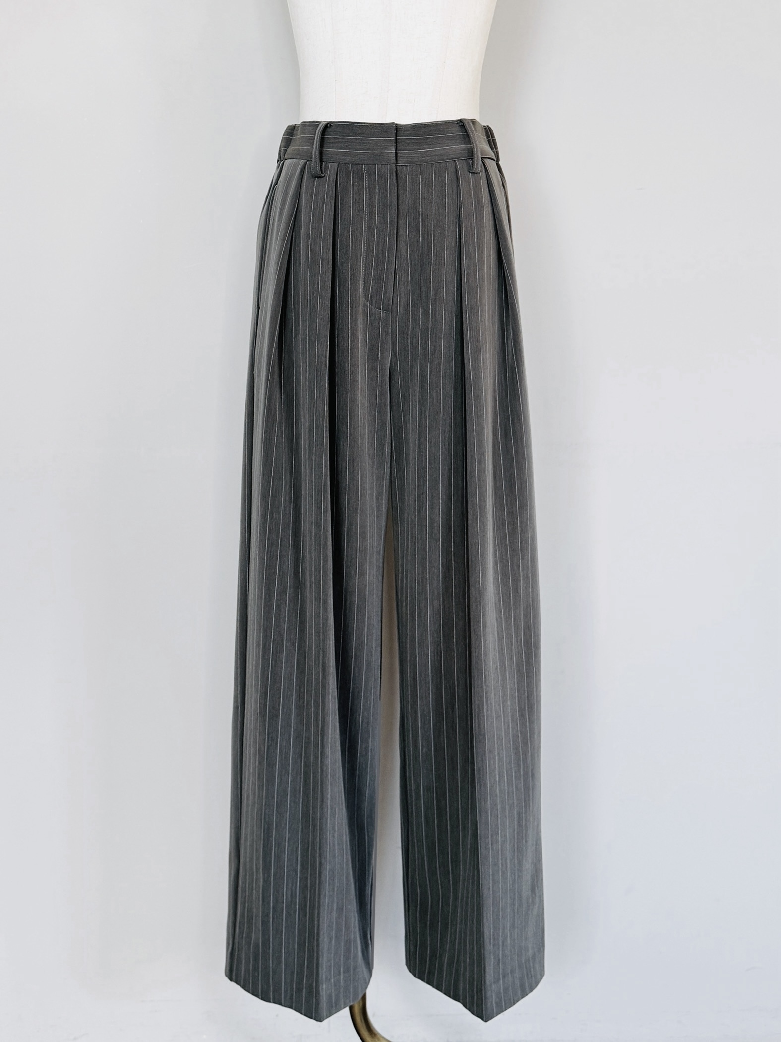 SELECT(セレクト)　ストライプ裏起毛2タックワイドパンツ