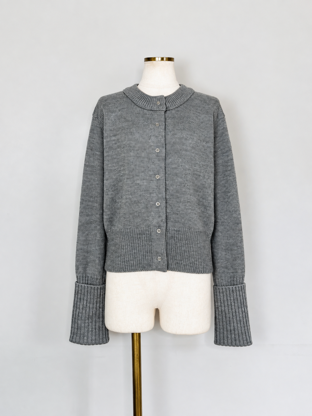 SELECT(セレクト)　ロングリブ クルーネックニットカーディガン
